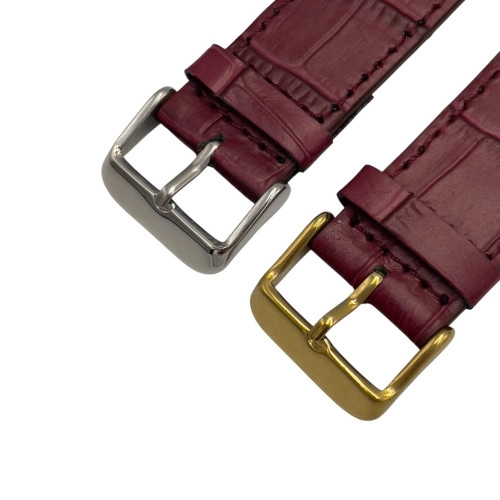 22 mm Bombeli Kroko Bordo Deri Saat Kordonu